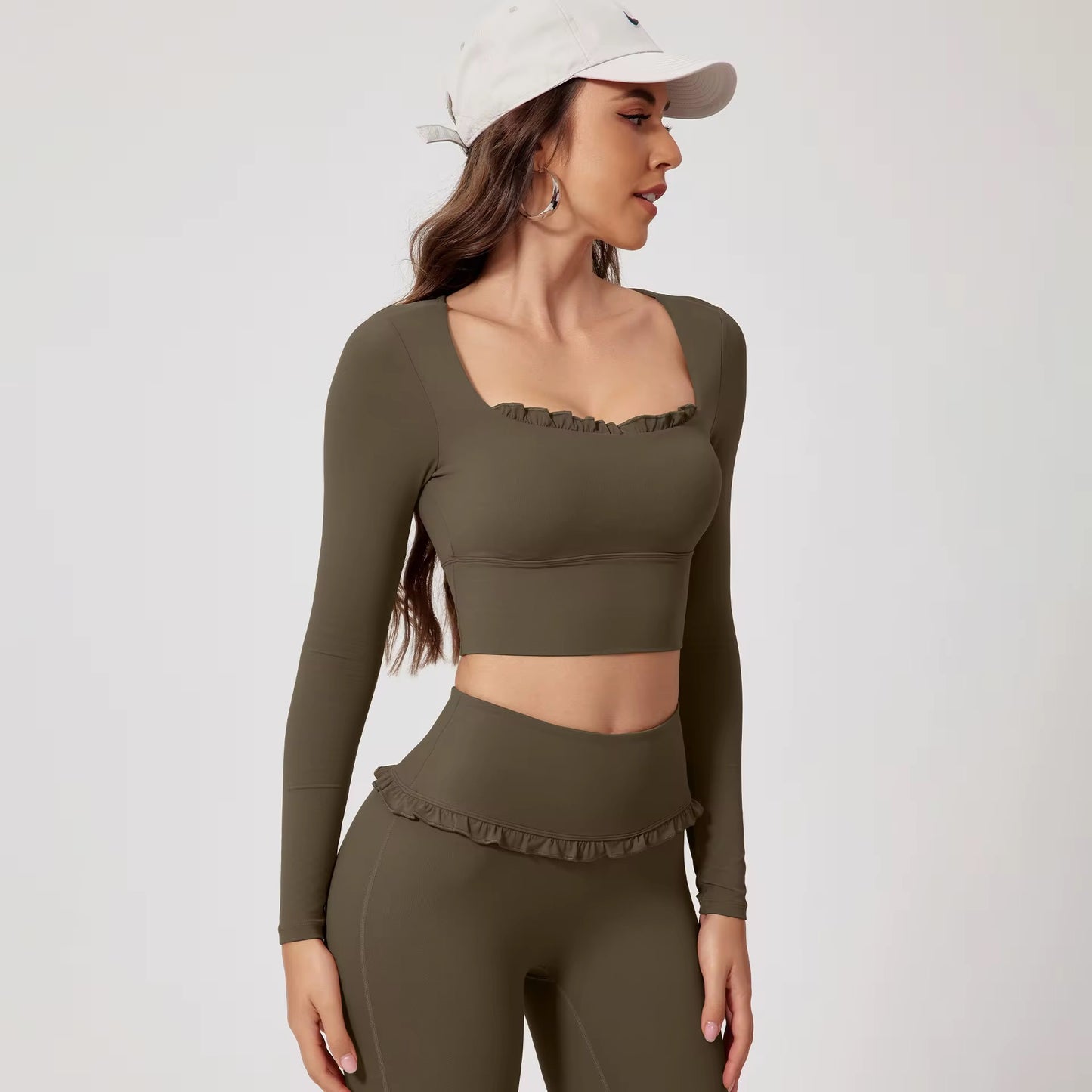 Frill Detail Activewear Yoga Set