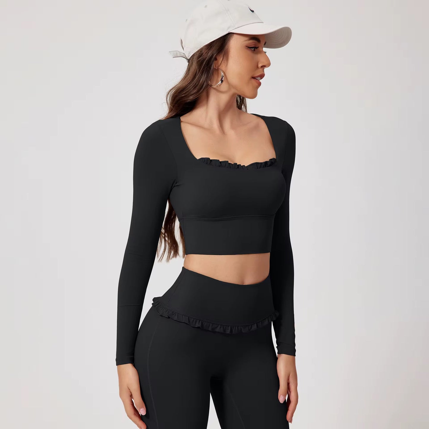 Frill Detail Activewear Yoga Set