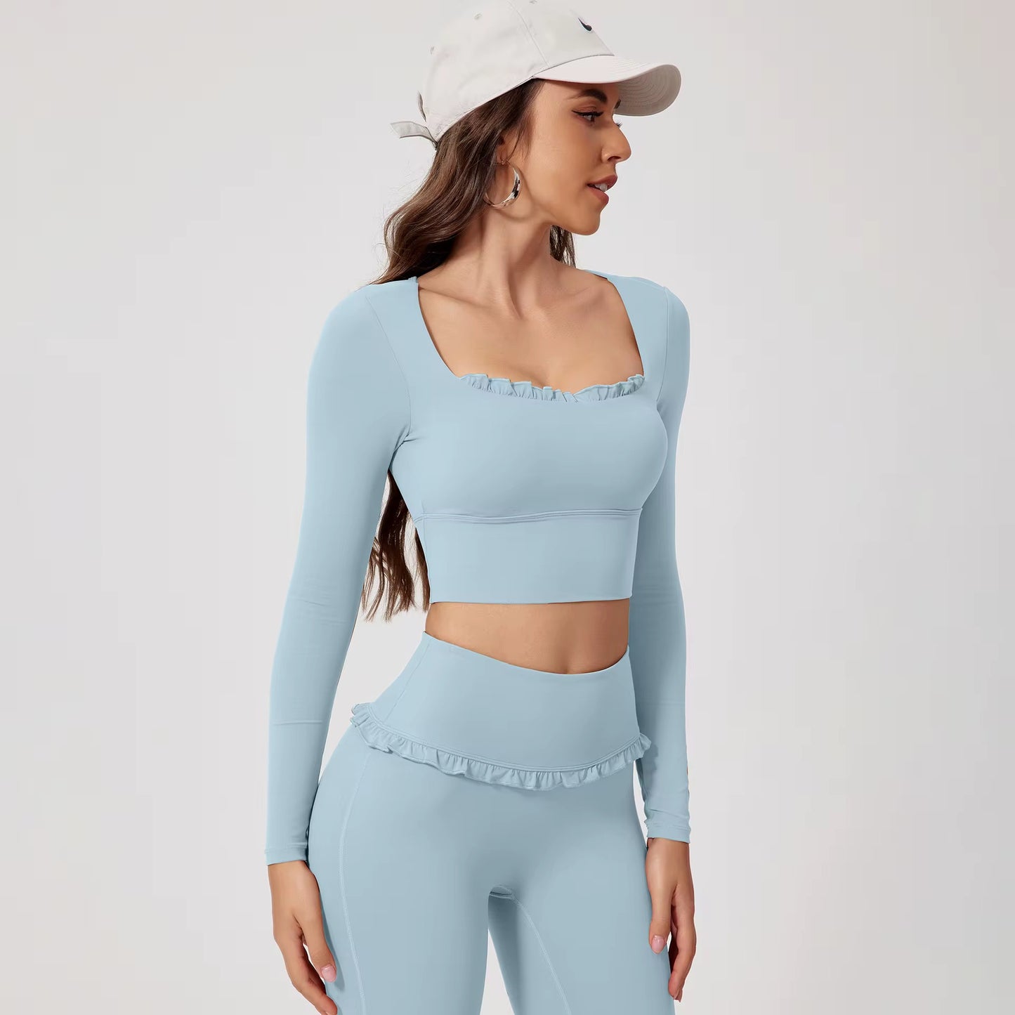 Frill Detail Activewear Yoga Set