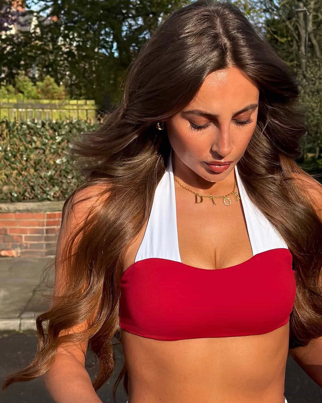 Viral Studio Sculpt Halterneck Set - Cherry Red Contrast Gym Set