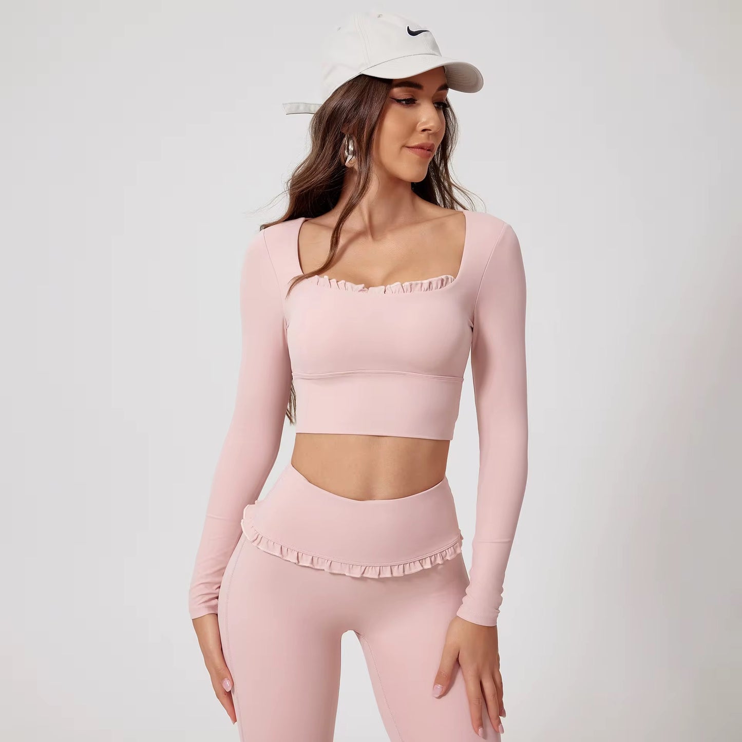 Frill Detail Activewear Yoga Set