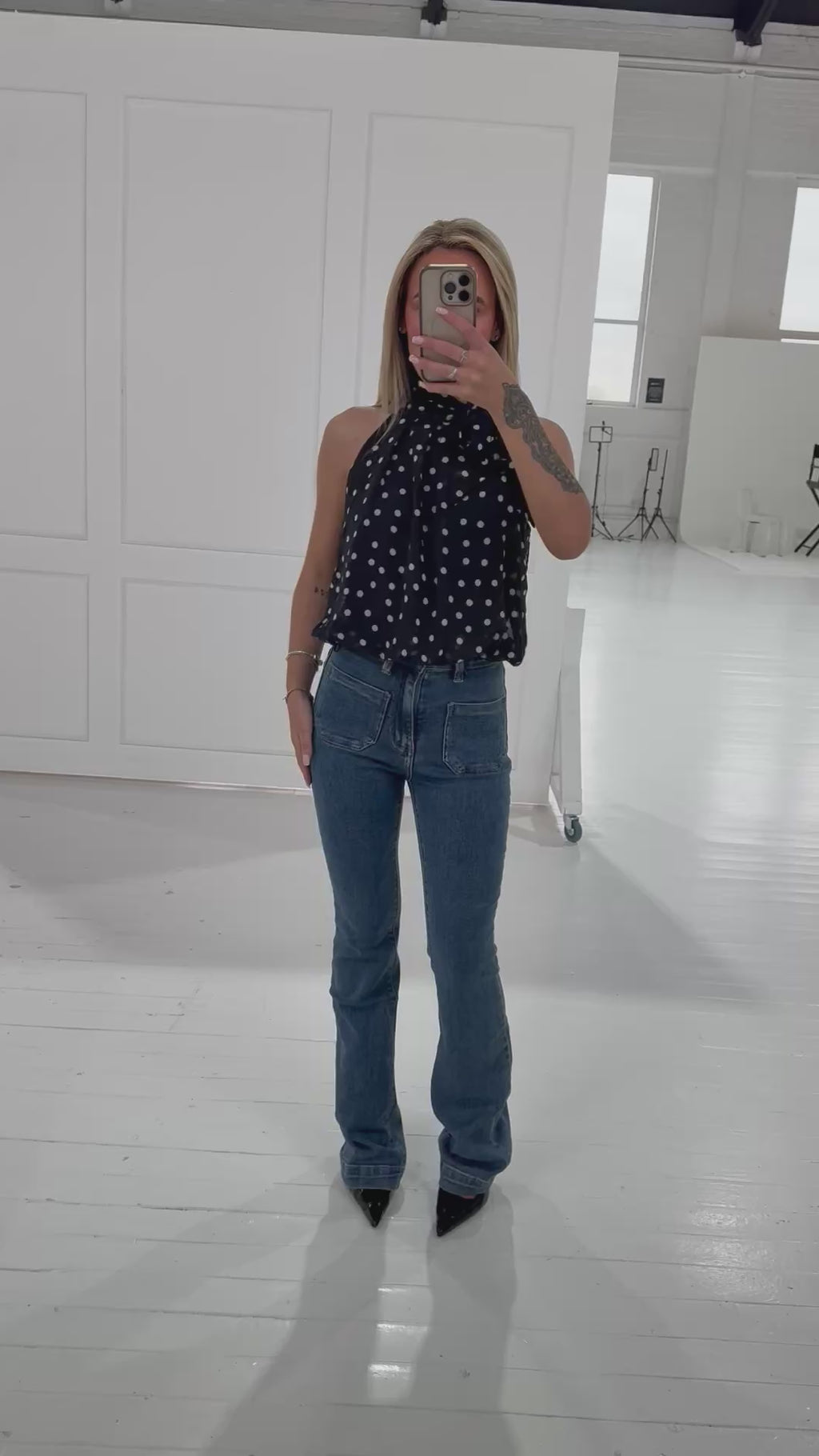 Lola Polka Dot Tie-Neck Blouse